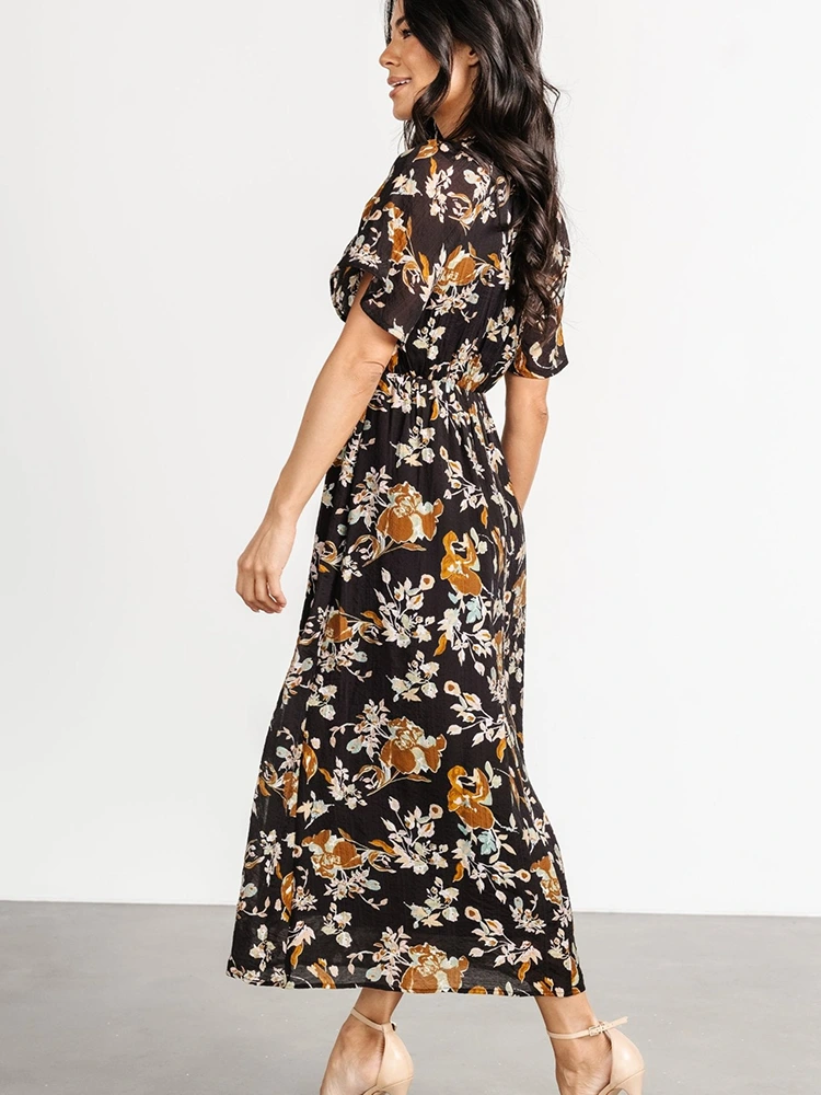 Bohemian Print V-Neck Elegant Dress